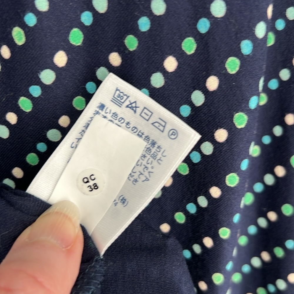 Lands' End Navy Sleeveless Chevron Dot Maxi Dress with Teal and White Dots - Picture 5 of 7